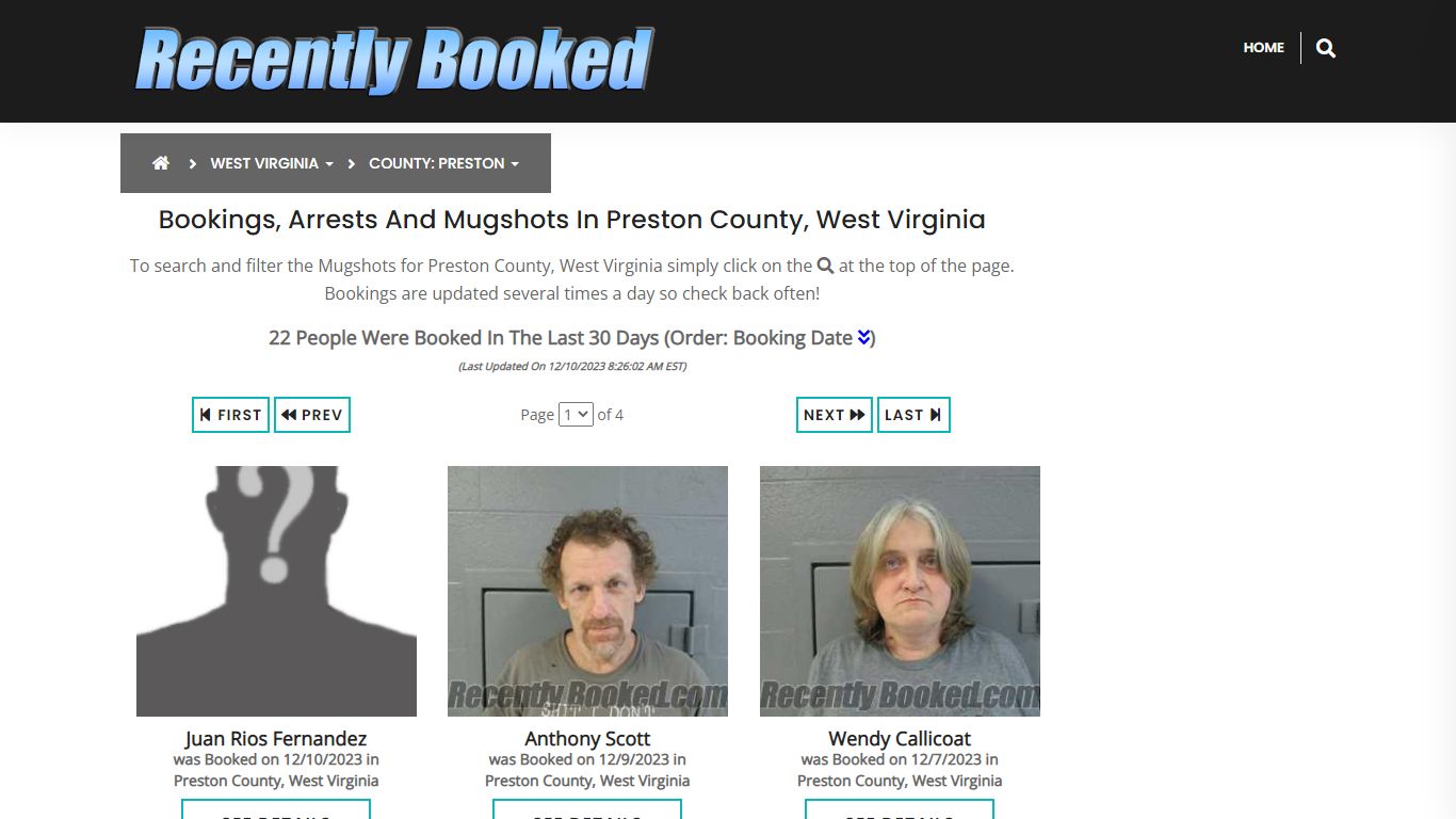 Bookings, Arrests and Mugshots in Preston County, West Virginia